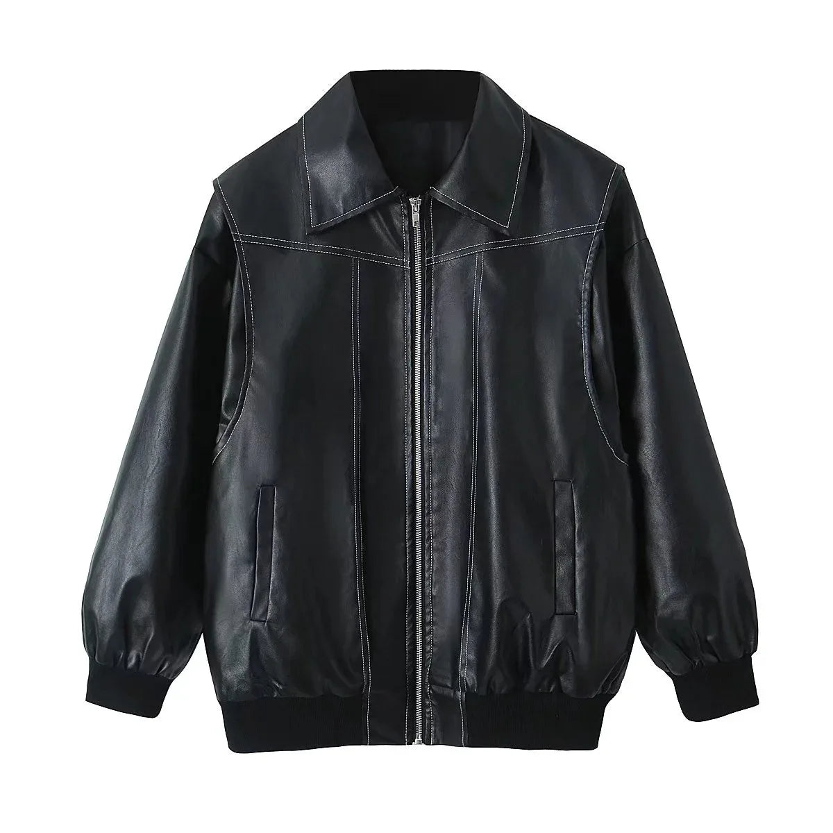 Veste en cuir PU pour femmes