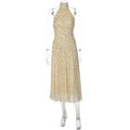 Robe longue dos nu à pois pour femmes