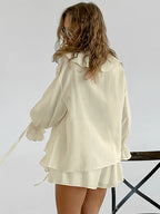 Ensembles deux pièces Cardigan à lacets, petit haut + short pour femmes