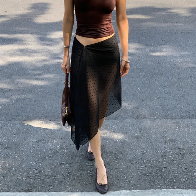 Jupe sexy à pois transparents pour femmes