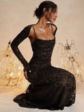 Robe moulante sexy imprimée dentelle pour femmes