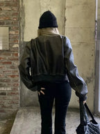Veste courte en cuir pour femmes