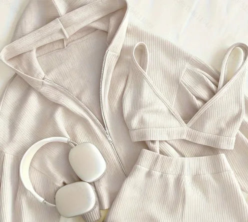 Ensemble trois pièces short ample et décontracté pour femmes