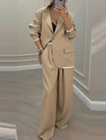 Ensemble tailleur et pantalon à manches longues pour femmes