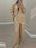 Ensemble tailleur et pantalon à manches longues pour femmes