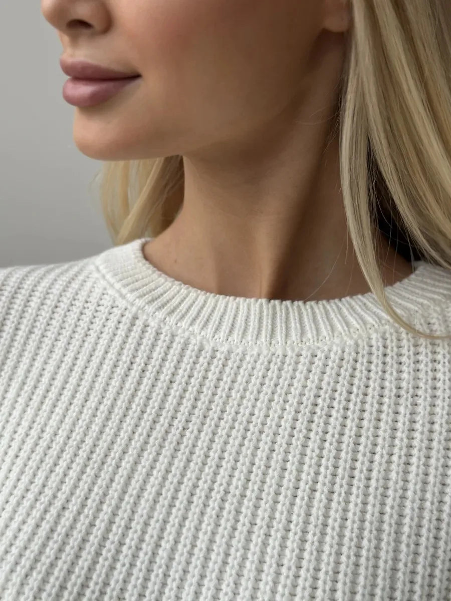 Pull basique tricoté col rond pour femmes