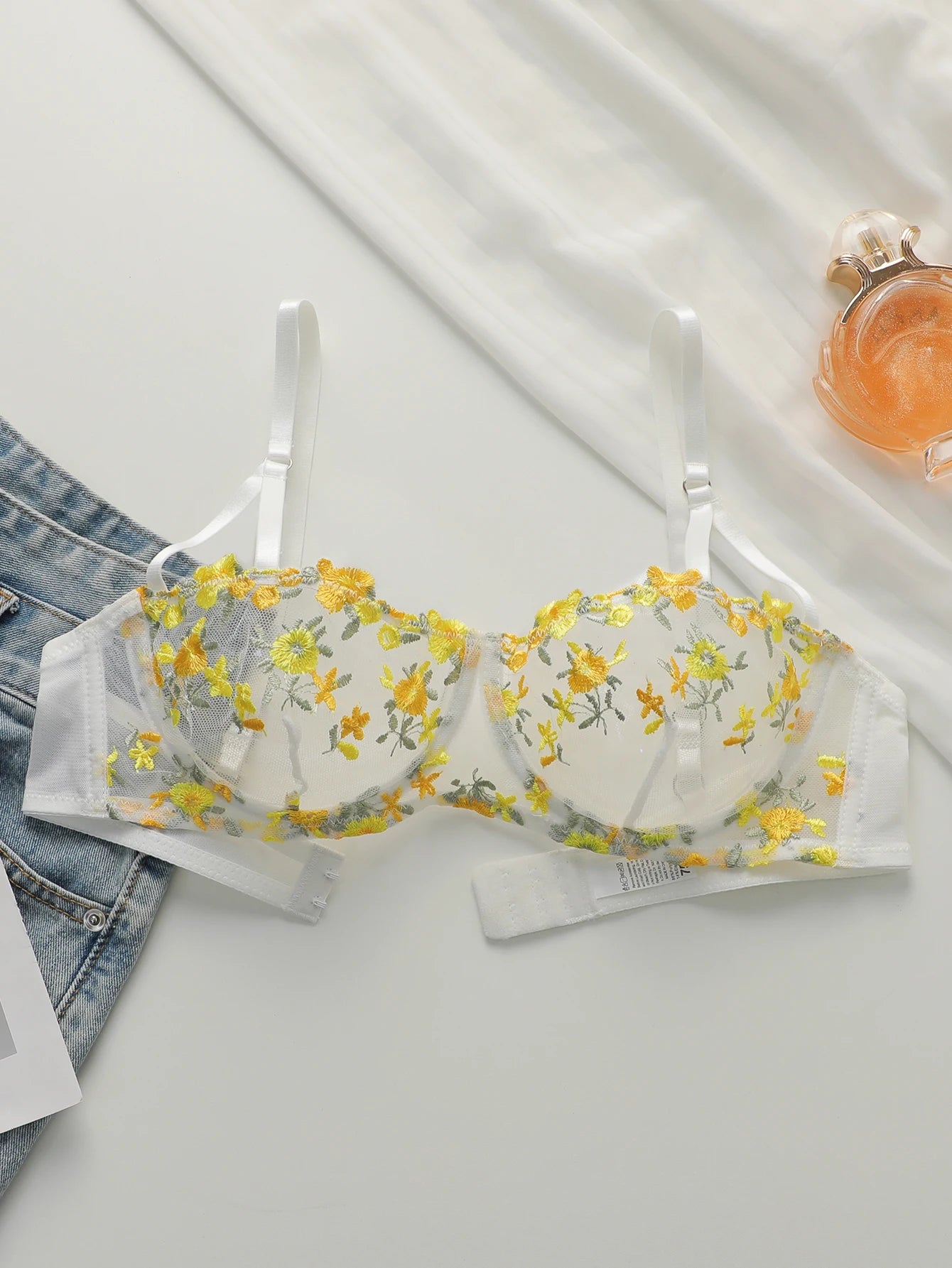 Soutien-gorge brodé de belles fleurs pour femmes