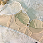 Ensembles de lingerie soutien-gorge push-up en coton, culotte froncée pour femmes