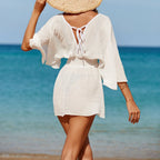 Robe de plage sexy en mousseline de soie, col en V pour femmes