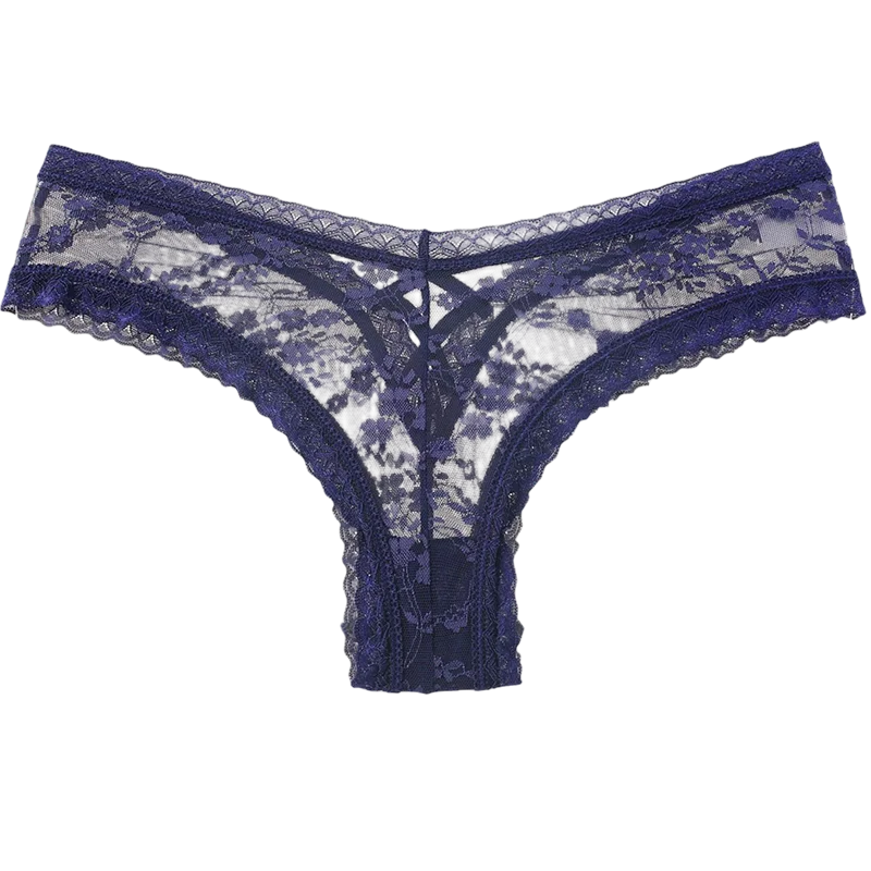 Culottes taille basse en dentelle maille transparente pour femmes