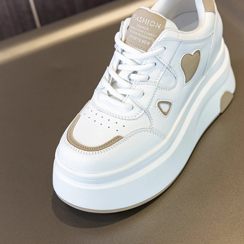 Baskets plate-forme en cuir pour femmes