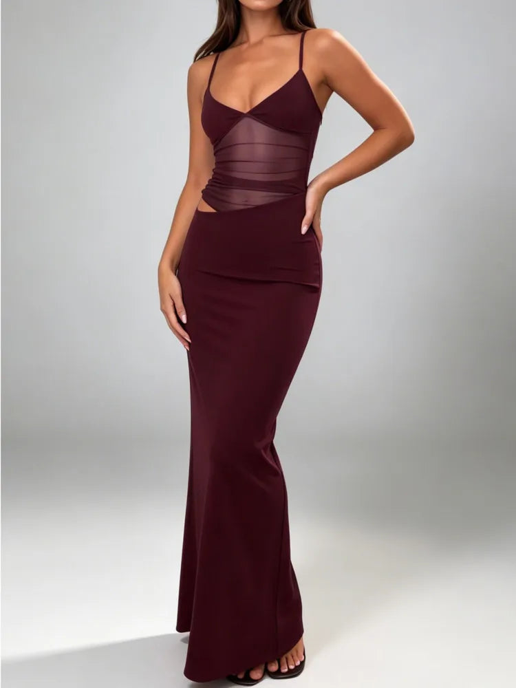 Robe Longue Sirène Femme – Maille Transparente