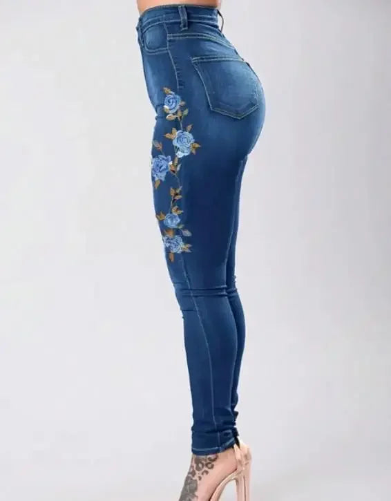 Pantalon en jean taille haute pour femmes