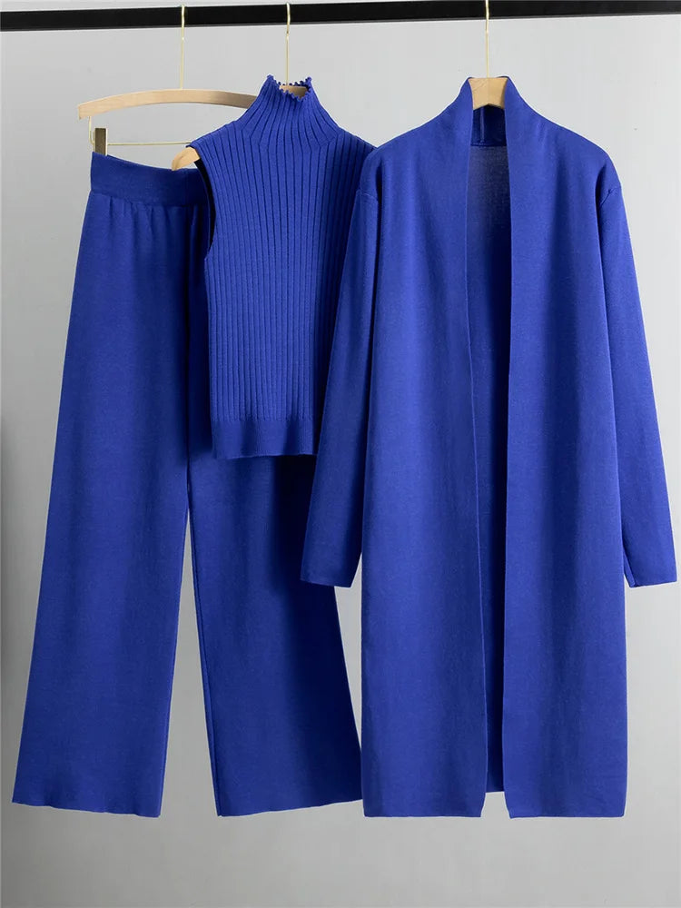 Ensemble 3 pièces cardigans longs pour femmes