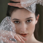 Gants blancs à manches longues en tulle à volants pour femmes