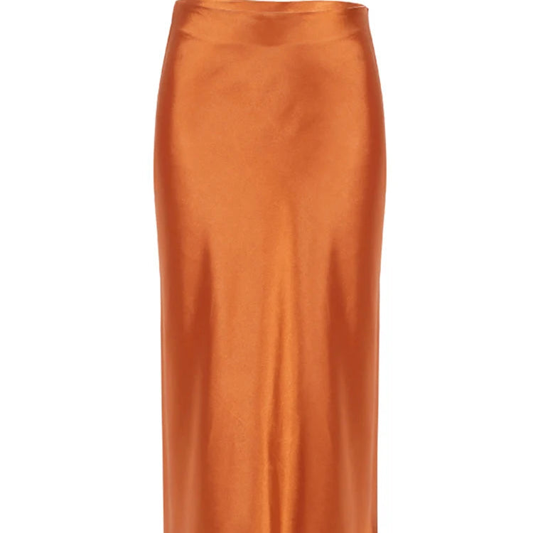 Jupe longue en Satin de soie pour femmes