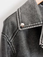 Veste courte en similicuir PU vintage pour femmes