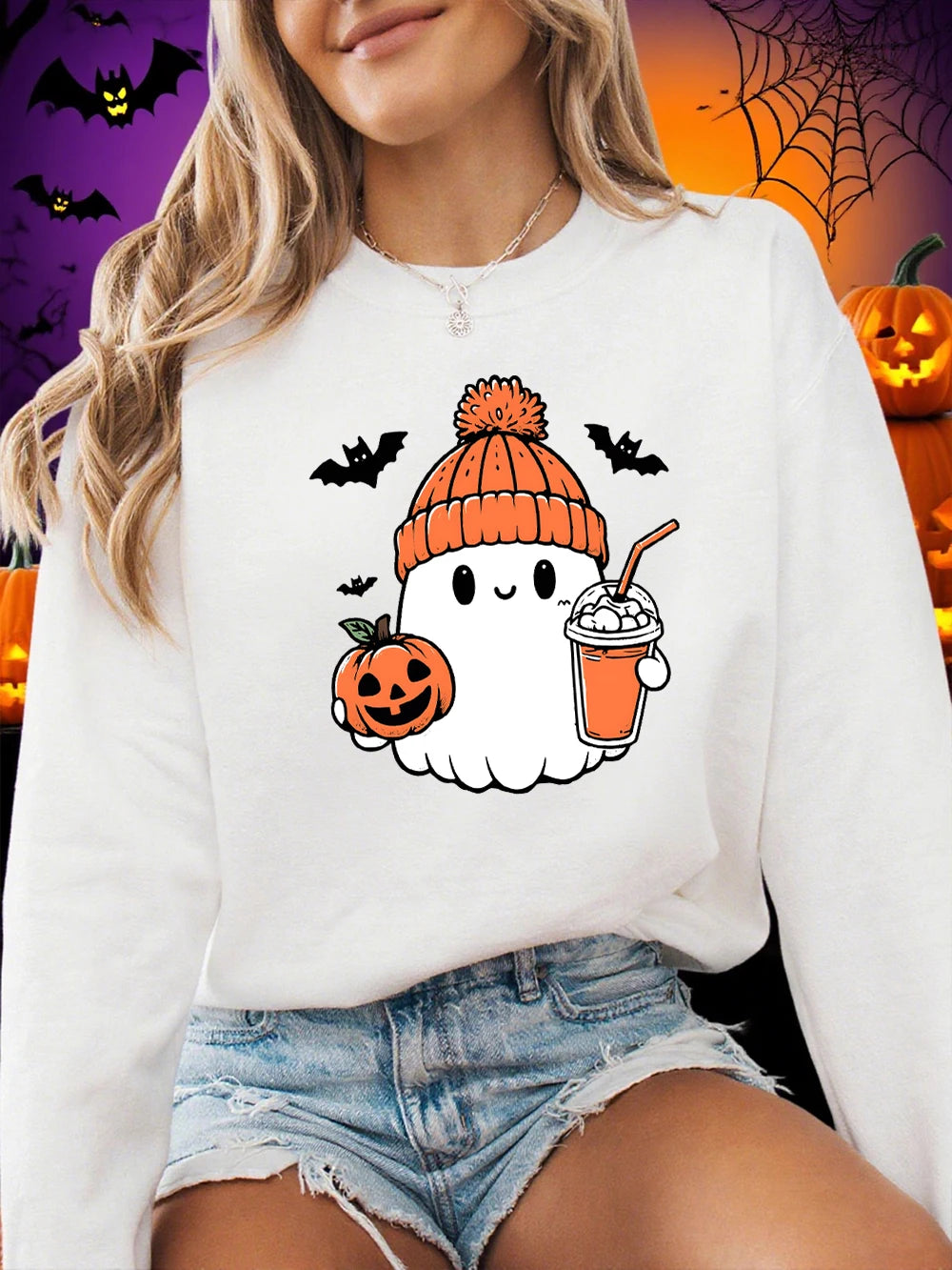 Sweat-shirt à capuche chaud et col ras du cou pour femmes