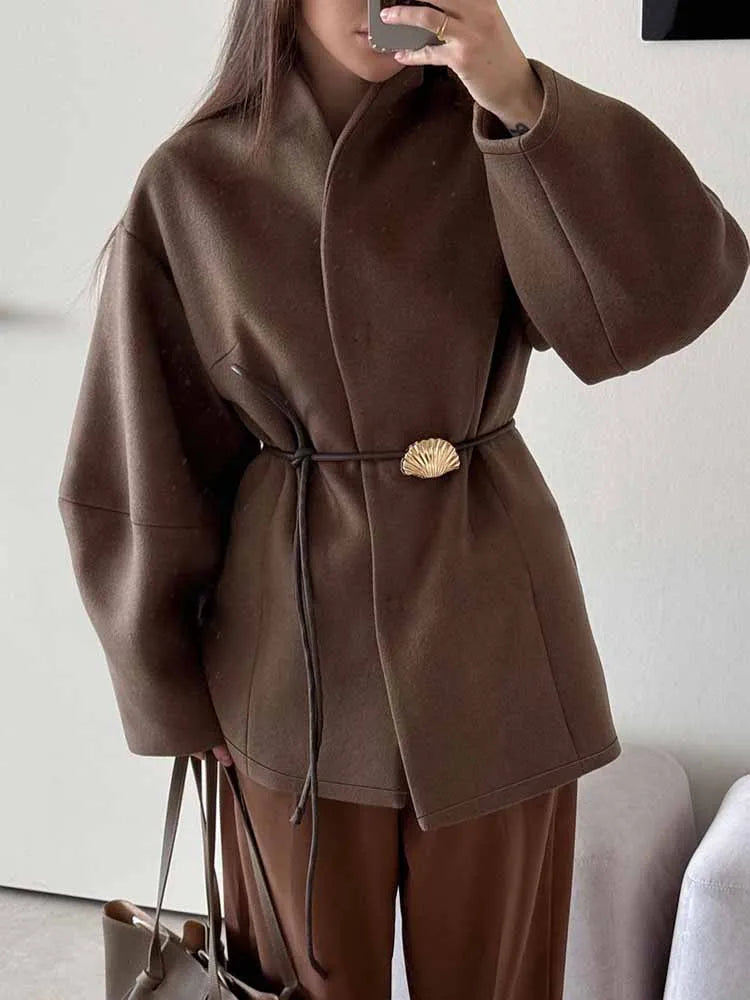 Vestes vintage marron à lacets pour femmes