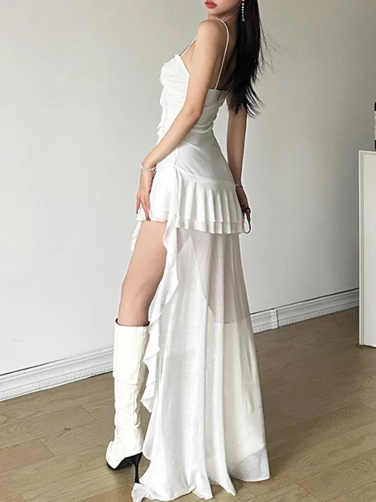 Robe à volants dos nu pour femmes