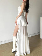 Robe à volants dos nu pour femmes
