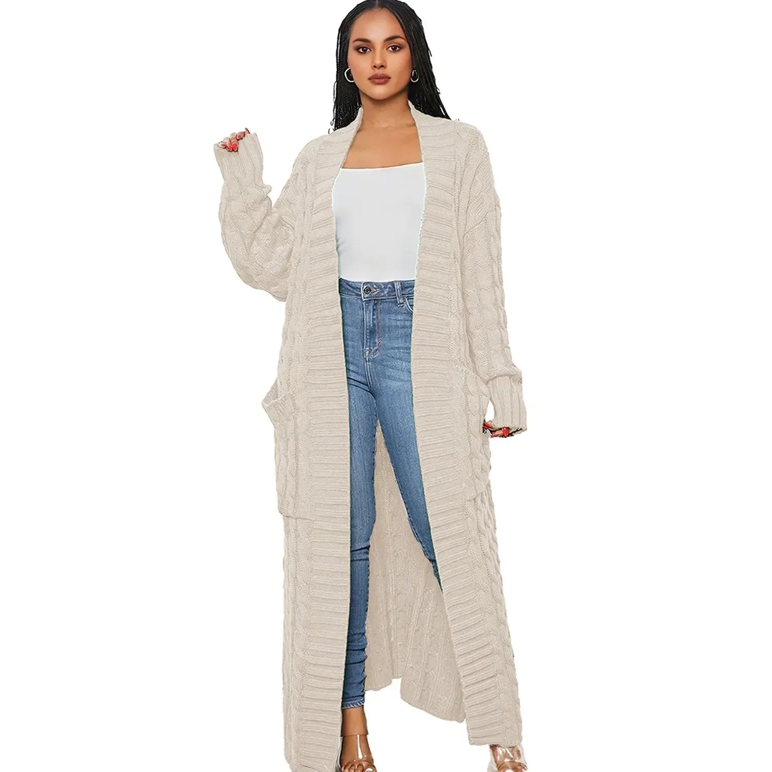 Cardigan long et torsadé pour femmes
