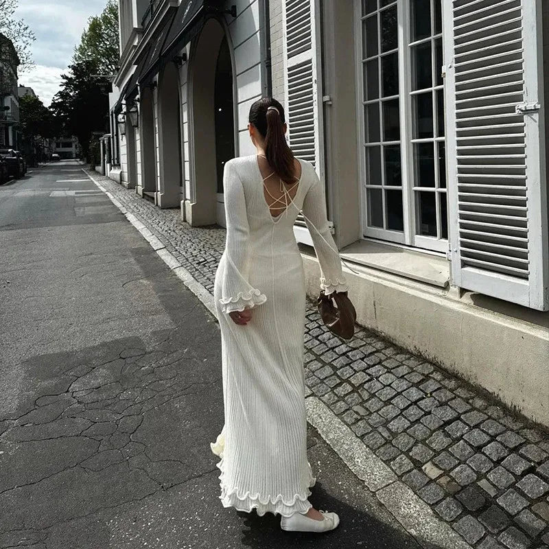 Robe Longue Femme – Plis et Volants