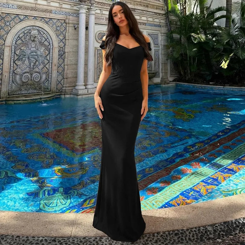 Robe maxi dos nu à col en V pour femmes