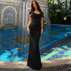 Robe maxi dos nu à col en V pour femmes