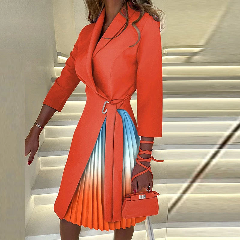 Robe de soirée à manches trois quarts et col en V pour femmes
