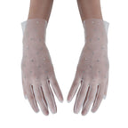 Gants blancs en cristal de tulle doux pour femmes