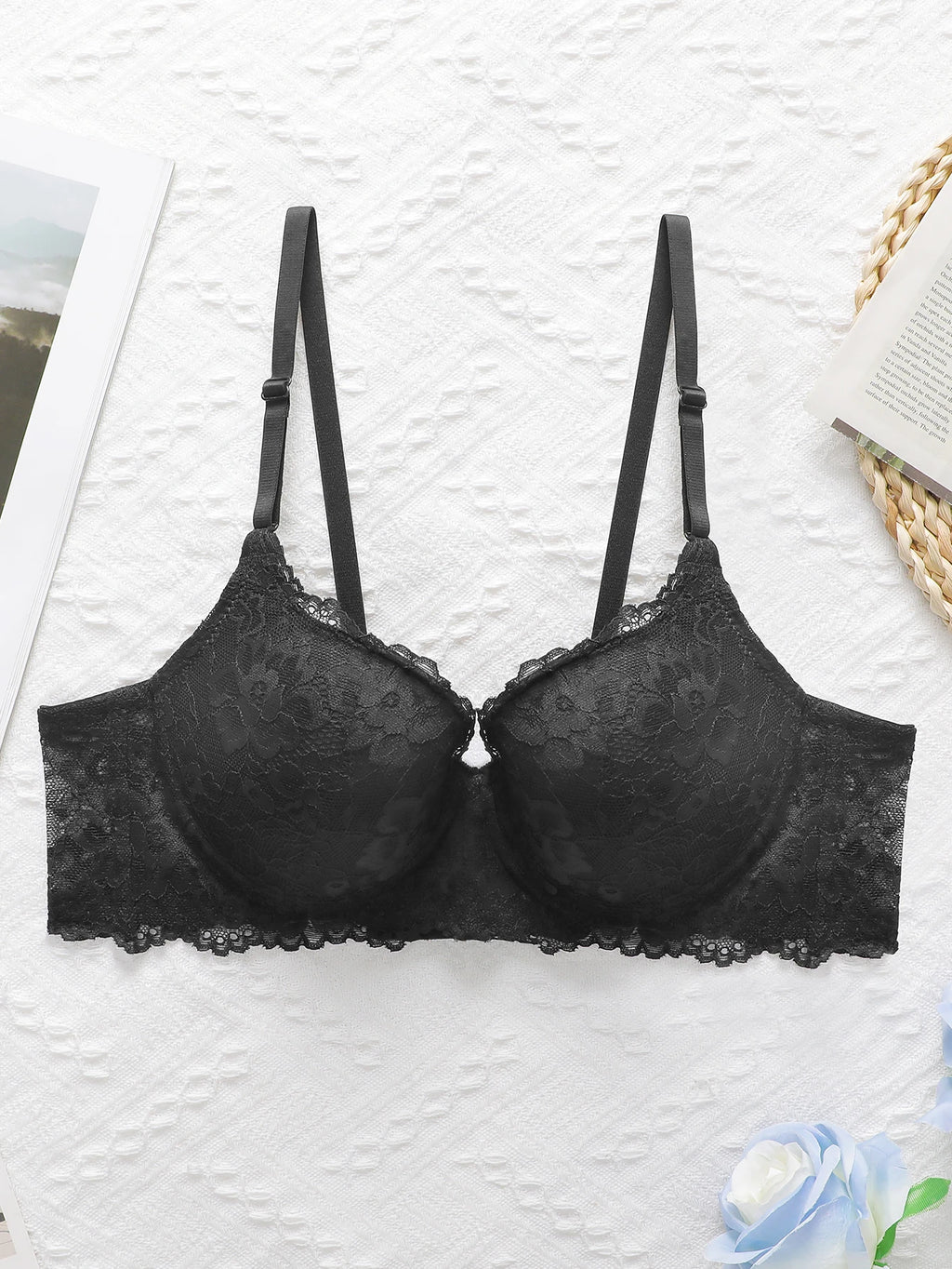 Soutien-gorge avec ruban de dentelle noire pour femmes