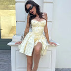 Robe mini corset florale sexy pour femmes