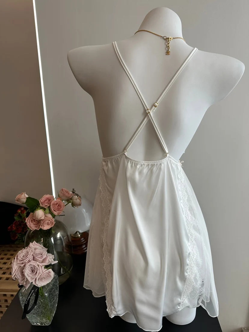 Robe de nuit à volants à col en V pour femmes