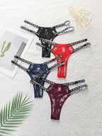 String en dentelle ajourée taille basse pour femmes