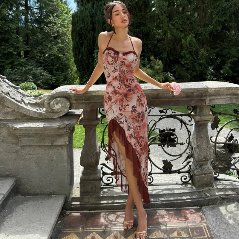 Robe longue élégante à imprimé floral pour femmes