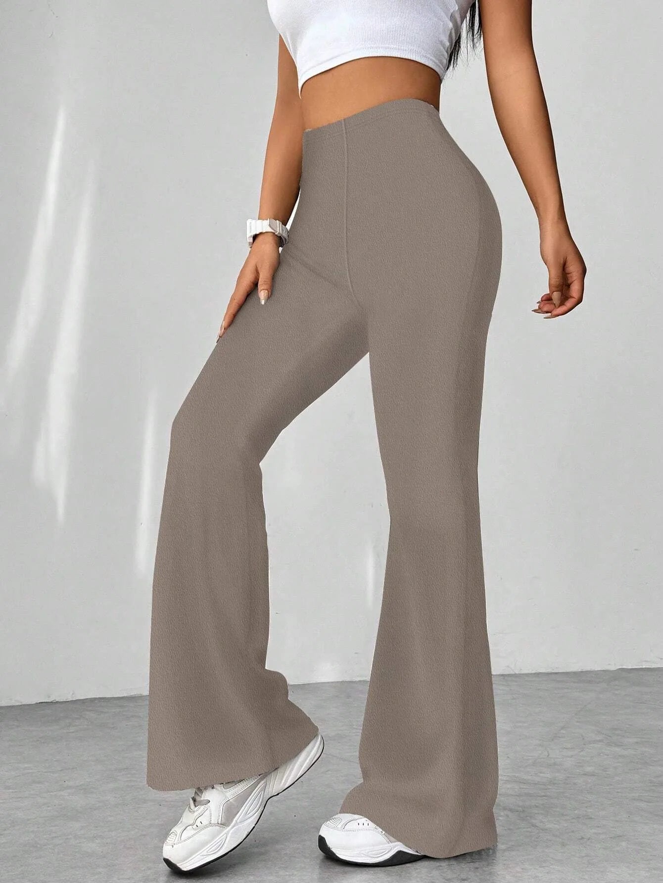 Pantalon évasé pied-de-poule pour femmes