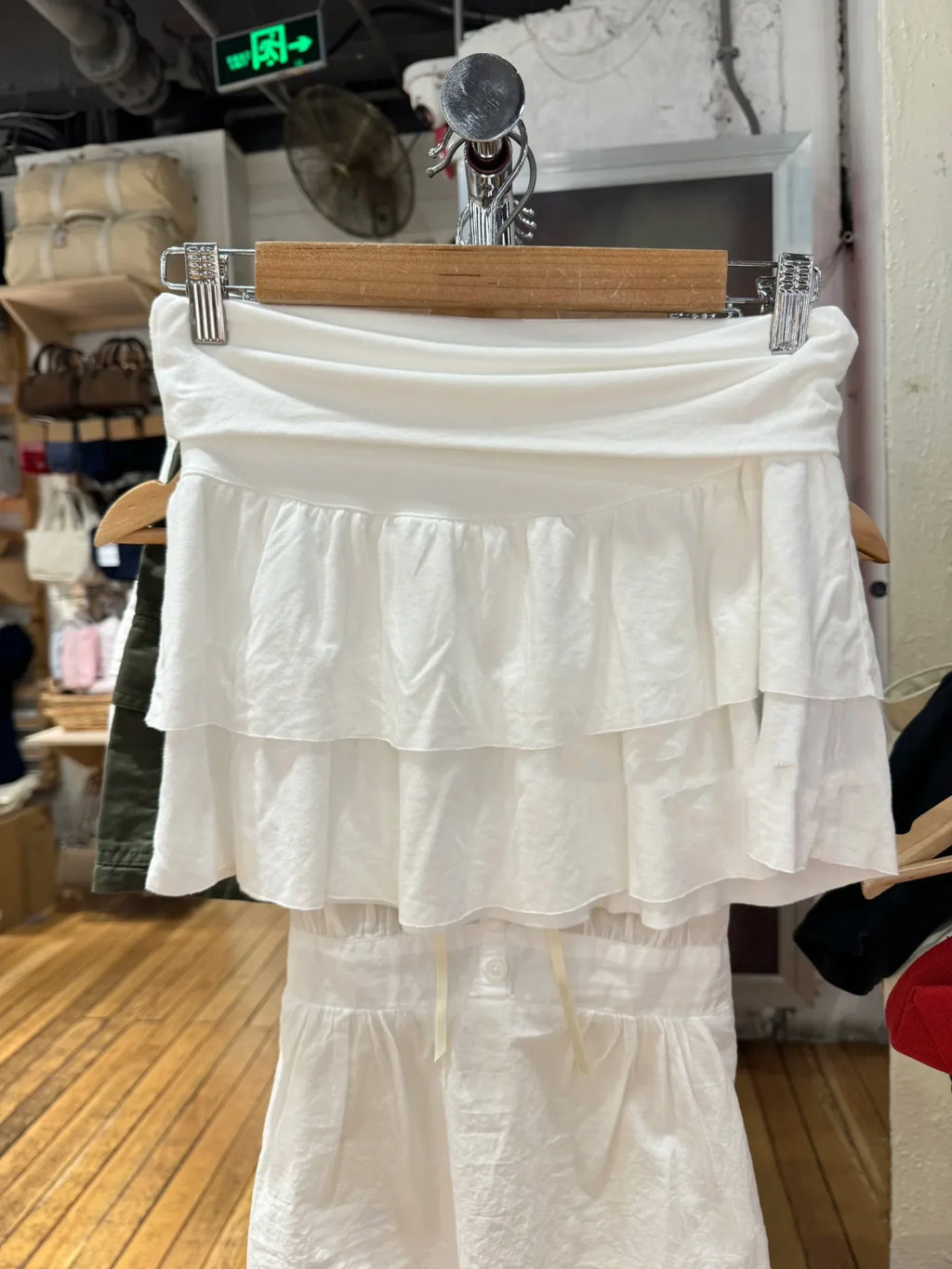 Mini jupes à volants blancs rabattables pour femme