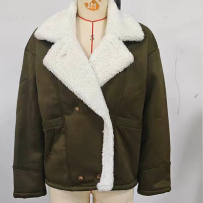 Veste Rétro Femme – Effet Laine d’Agneau et Patchwork