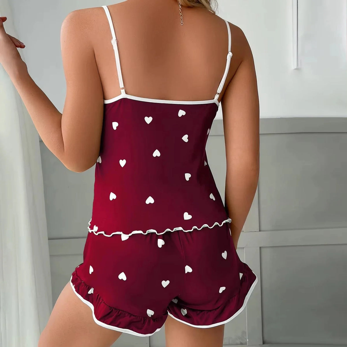 Pyjama d’Été Femme – Bretelles Fines et Imprimé Géométrique