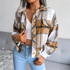Veste en laine à carreaux pour femmes