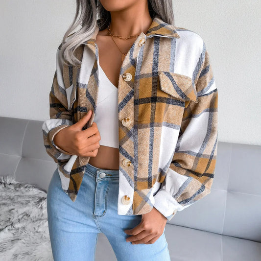 Veste Femme en Laine – Motif à Carreaux