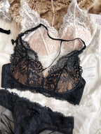 Ensemble soutien-gorge brassière push-up à décolleté plongeant et culotte pour femmes