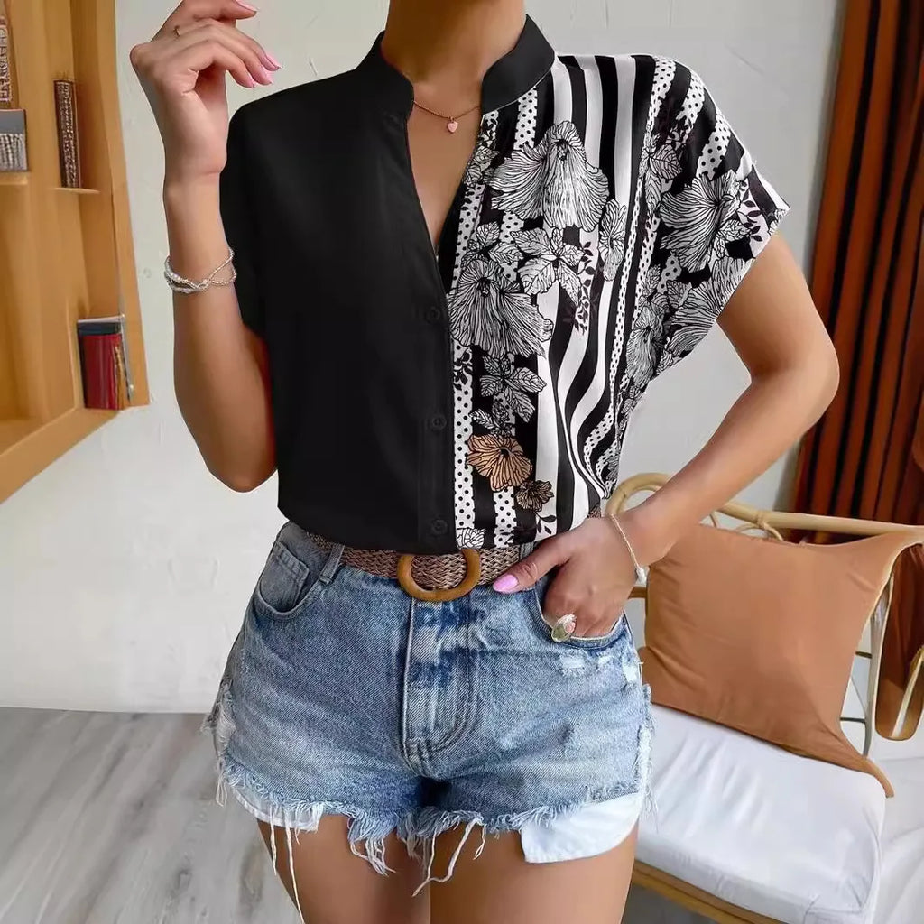 Cardigan femme à manches courtes, imprimé floral pour femmes