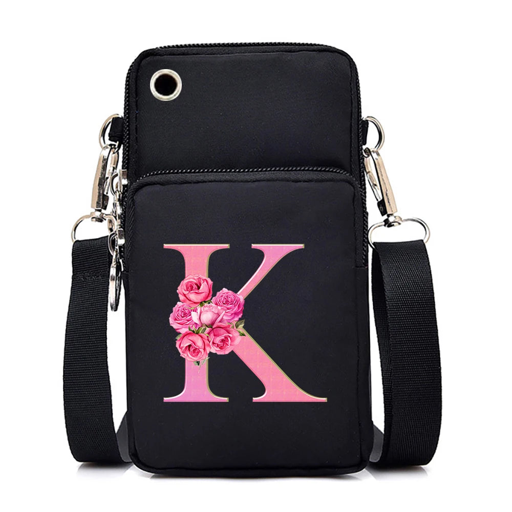 Sac à bandoulière série lettres Sakura rose pour téléphone portable pour femmes
