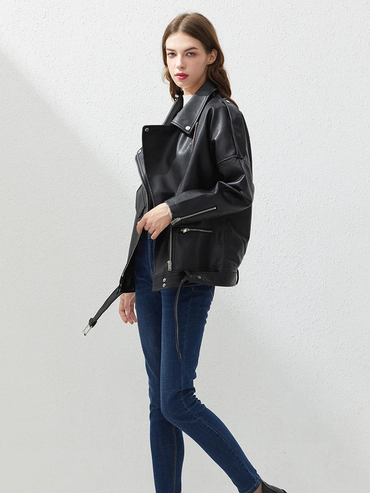 Veste en similicuir PU femme noir pour femmes
