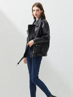 Veste en similicuir PU femme noir pour femmes