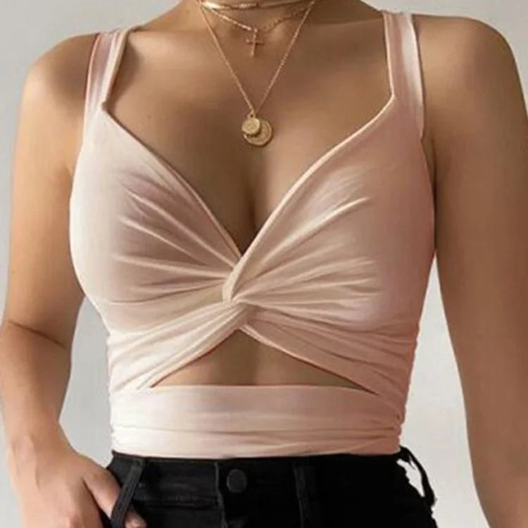 Tops court sans manches en fibre pour femmes
