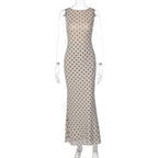 Robe maxi dos nu à pois pour femmes