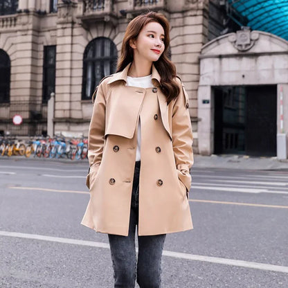 Trench-coat femme kaki classique avec ceinture